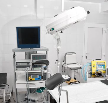 Shot of a gynecological room with chair for medical examinations and equipment medicine feminine health profession clinical hospital examine concept.